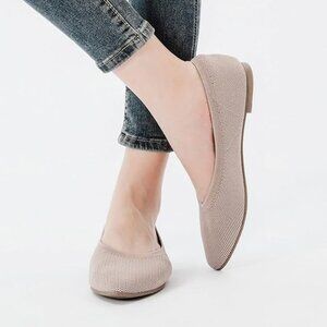 VEITTES Women's Wide Flat Shoes, Comfortable Breathable Slip On Sz: 9W Taupe